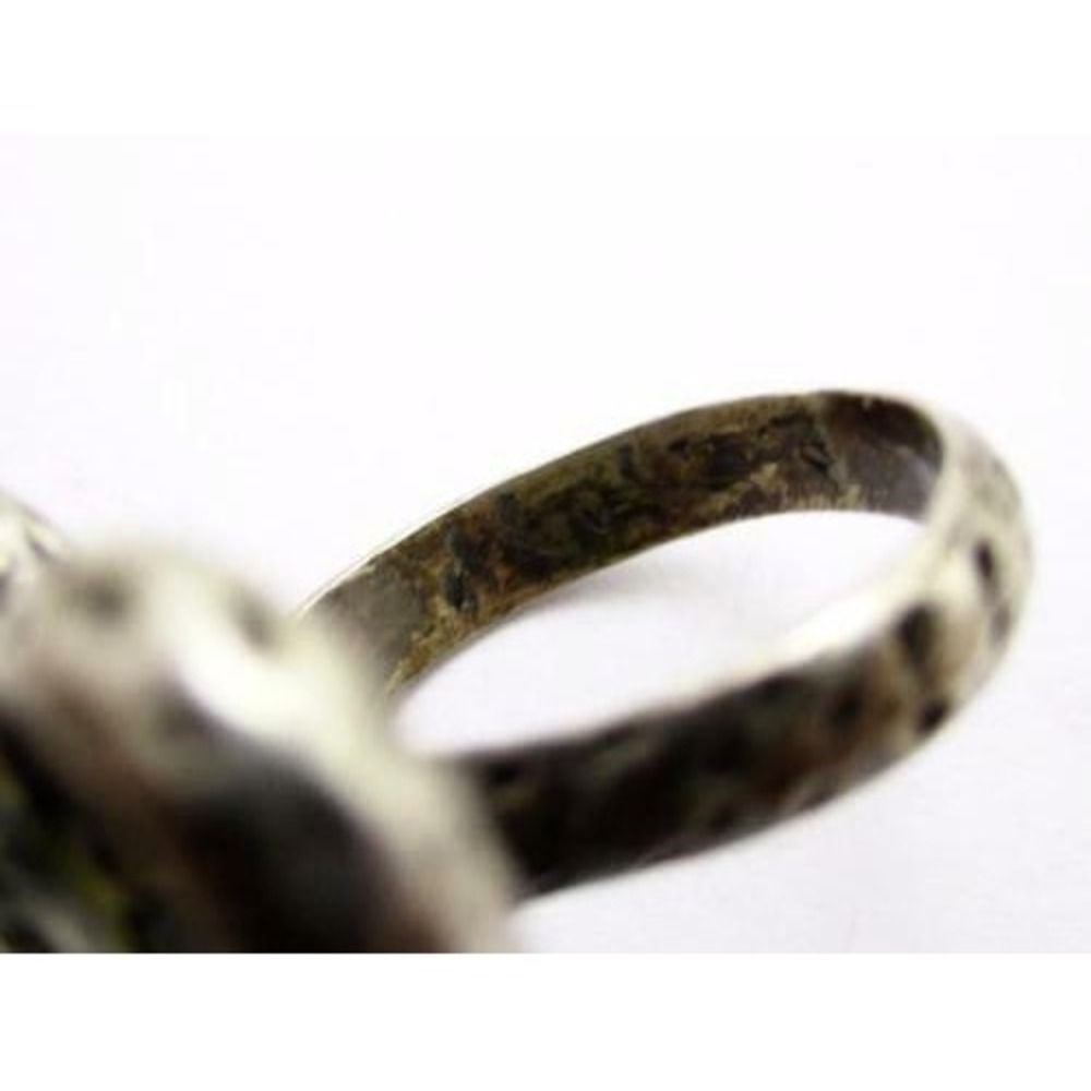 Vintage Modernist Green‎ Malachite Gemstone Flower Sterling Silver Ring*Sz 6.5 - Picture 7 of 7